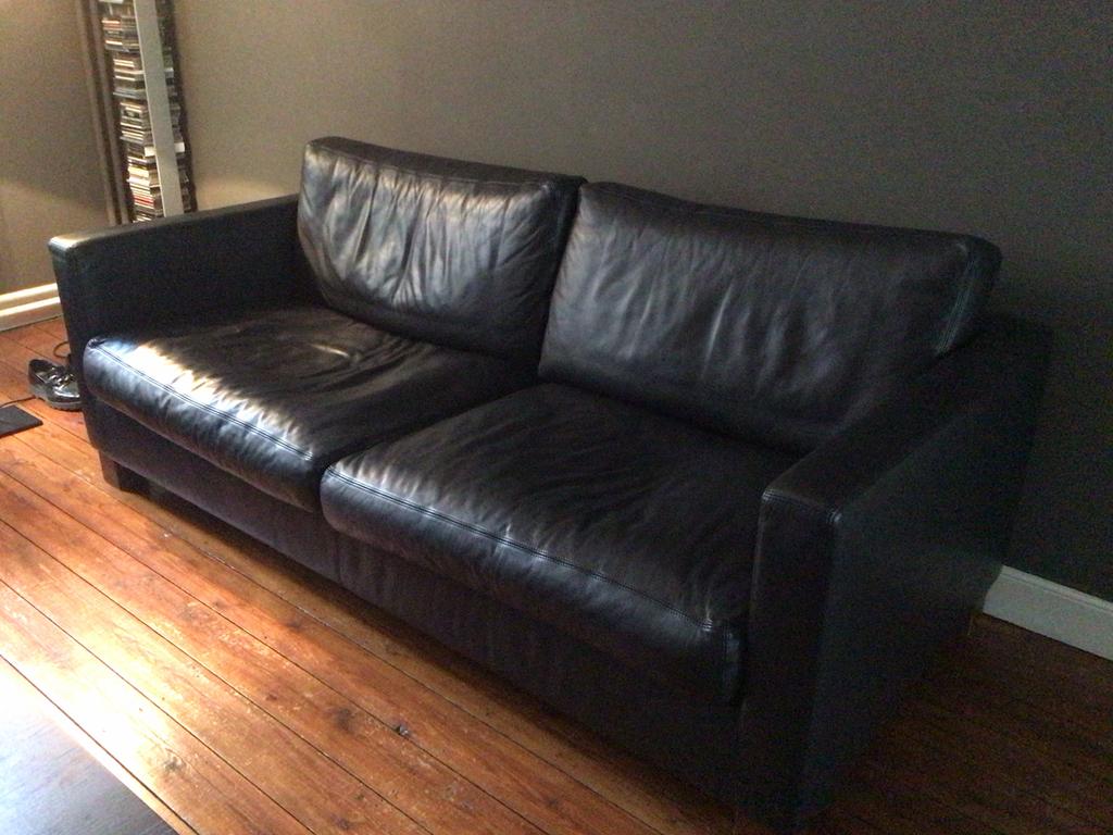 Strakke lederen driezit van Canapé, Ophalen, Gebruikt, Design, Driepersoons