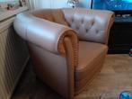 Lederen Chesterfield Fauteuil in nieuwstaat  kleur cognac, Ophalen, Chesterfield, Zo goed als nieuw, 75 tot 100 cm