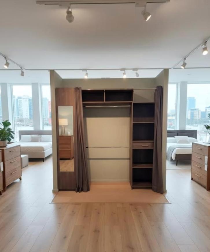 Dressing in kit vergrijsde eik showroommodel, Huis en Inrichting, Kasten | Kleerkasten, Ophalen