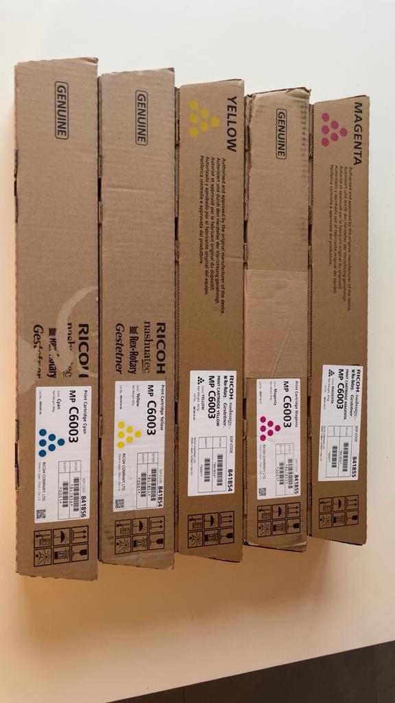 Ricoh MPC6003 Toners - 5x nieuw - Magenta Geel Cyaan, Computers en Software, Printerbenodigdheden, Nieuw, Toner, Ophalen of Verzenden