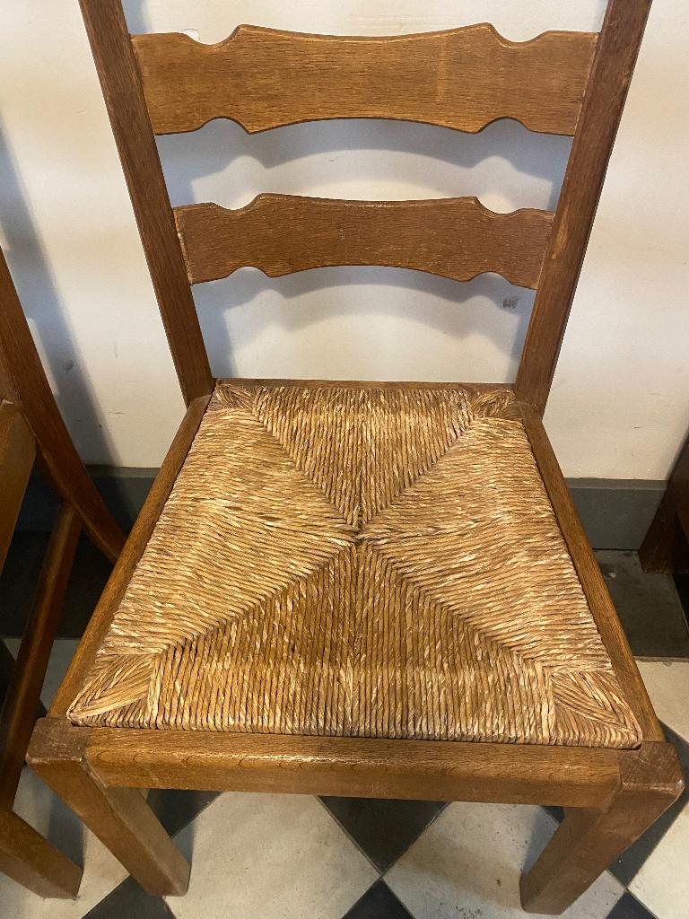 6 Mooie oude houten stoelen met riet gevlochten, Ophalen, Gebruikt, Bruin, Rieten