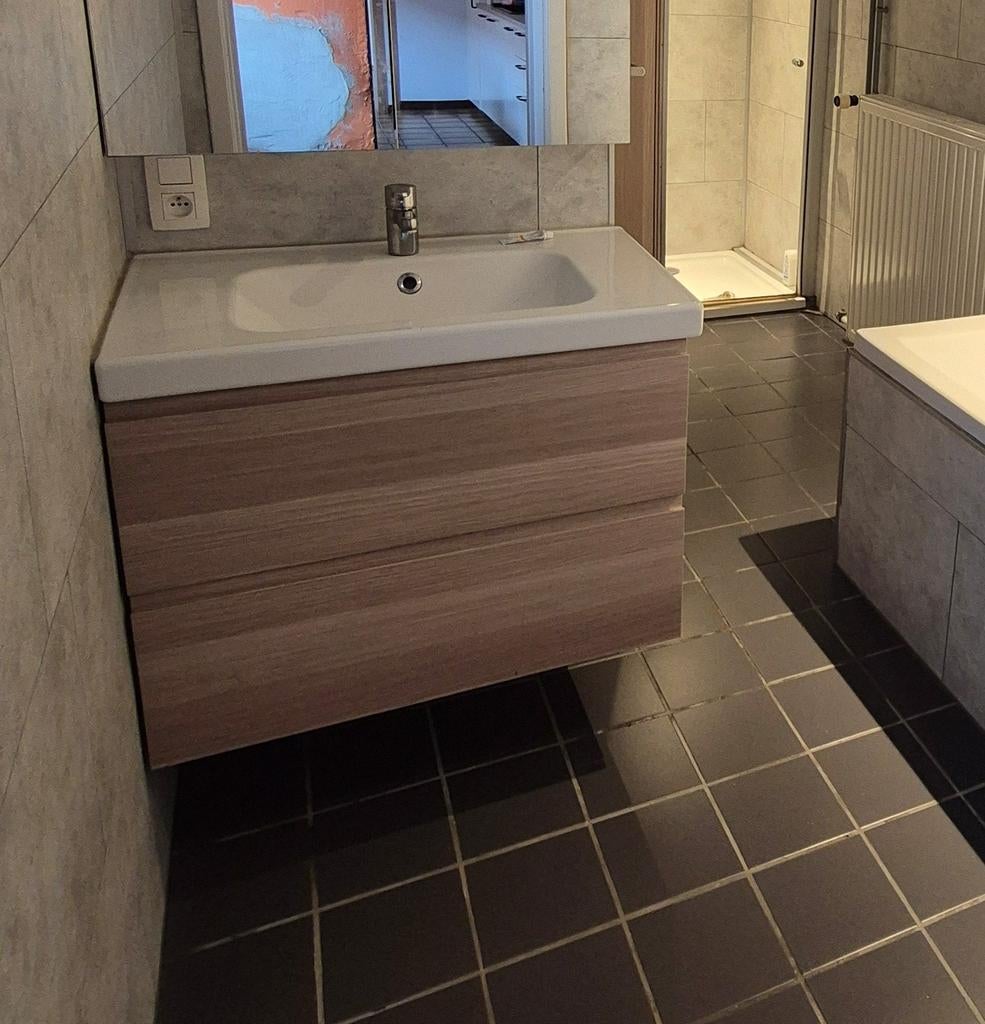 Badkamer meubel met lavabo + kolomkast, 25 à 50 cm, Meuble lavabo, Utilisé, 50 à 100 cm