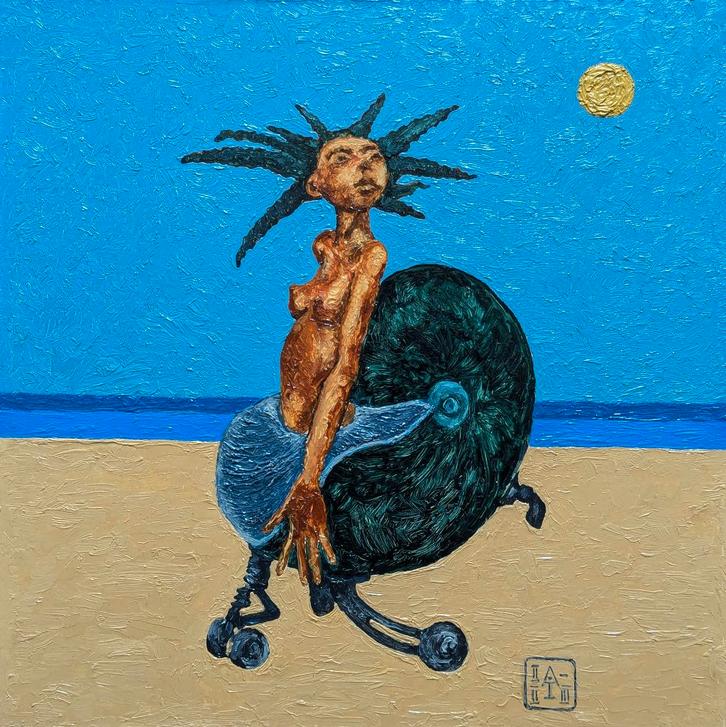 "Zeemeermin"  Origineel schilderij, Antiek en Kunst, Kunst | Schilderijen | Modern, Verzenden