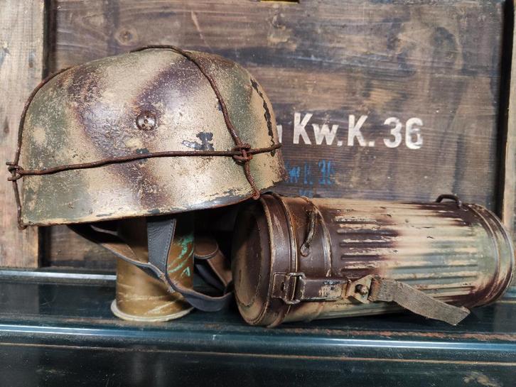 Casque para allemand repro et boitier masque Anti gaz, Collections, Objets militaires | Seconde Guerre mondiale, Armée de terre