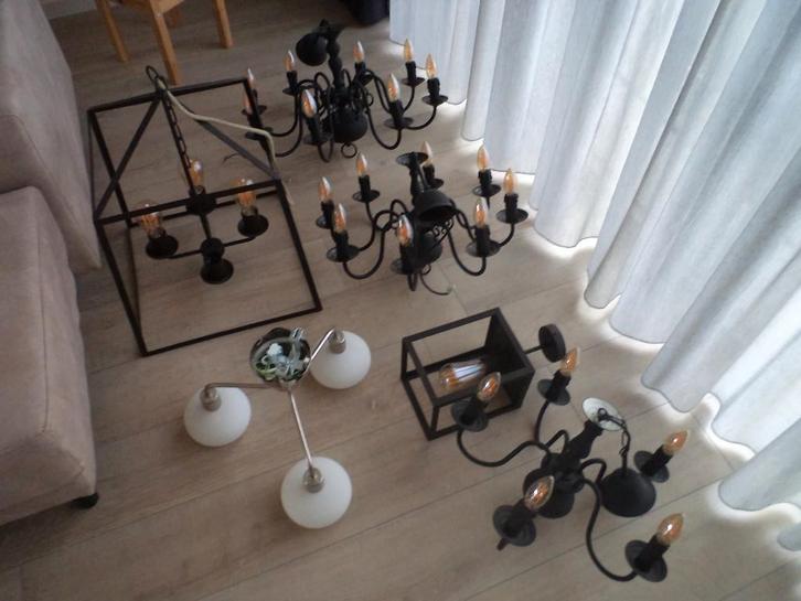 Landelijke lusters, Huis en Inrichting, Lampen | Hanglampen, Glas, Metaal, Stof, Ophalen