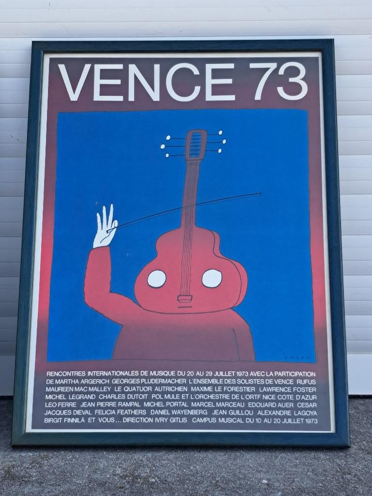 Lithographie vence 73 de jean michel folon, Ophalen of Verzenden