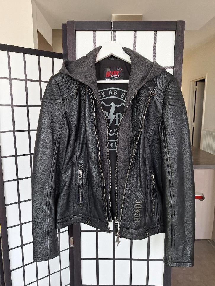 AC/DC leren jas met hoodie – maat XL, Motoren, Kleding | Motorkleding, Jas | leer, Heren, Tweedehands, Ophalen of Verzenden
