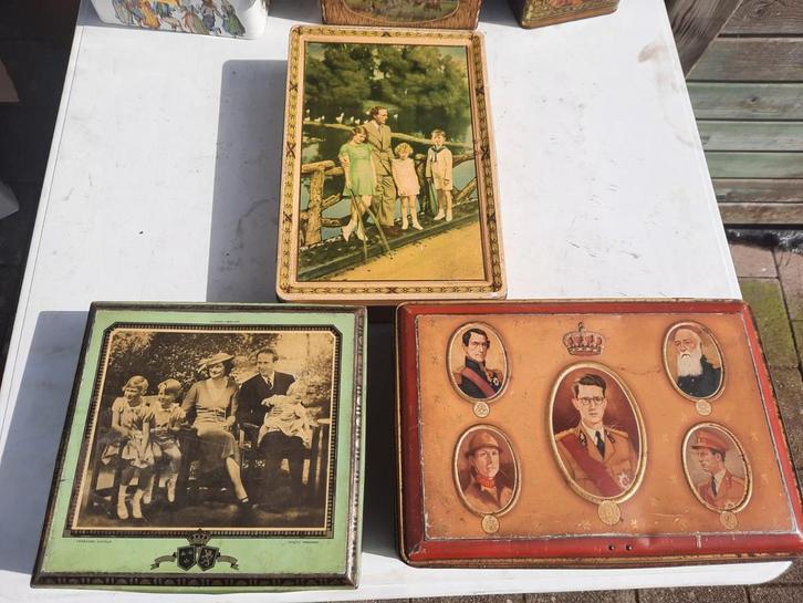 3 oudere blikken dozen over Belgische koningen, Verzamelen, Blikken, Gebruikt, Ophalen of Verzenden