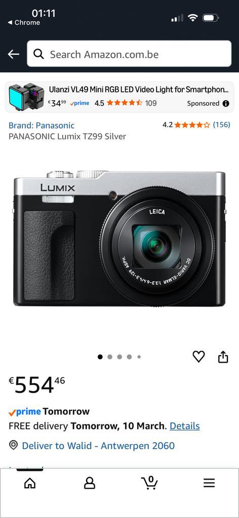 Panasonic Lumix DC-TZ99E-S nieuw in doos, Audio, Tv en Foto, Fotocamera's Digitaal, Nieuw, Compact, Overige Merken, 8 keer of meer