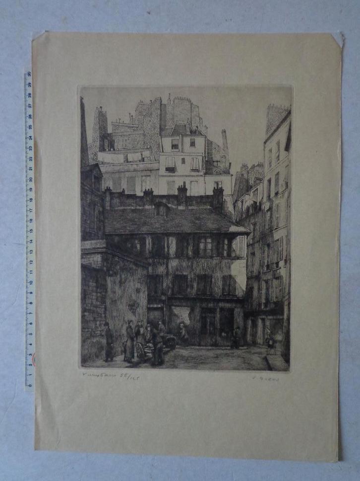 Ets Jaak Gorus "Vieux Paris", Antiek en Kunst, Kunst | Etsen en Gravures, Ophalen of Verzenden