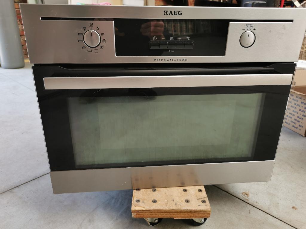 AEG oven/microgolf combi - 45cm hoogte, Gebruikt, 60 cm of meer, Oven met grill, Inbouw