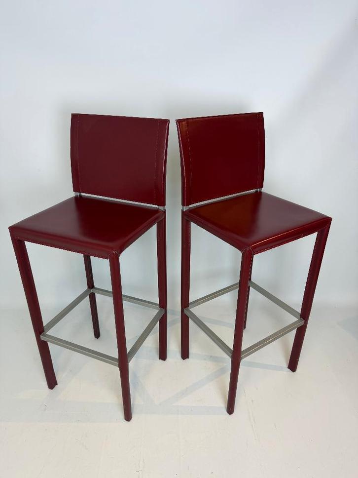 Tabourets de bar en cuir B'Olivia by Brunner, Maison & Meubles, Tabourets de bar, Comme neuf, 90 cm ou plus, Cuir, Métal, 2 tabourets