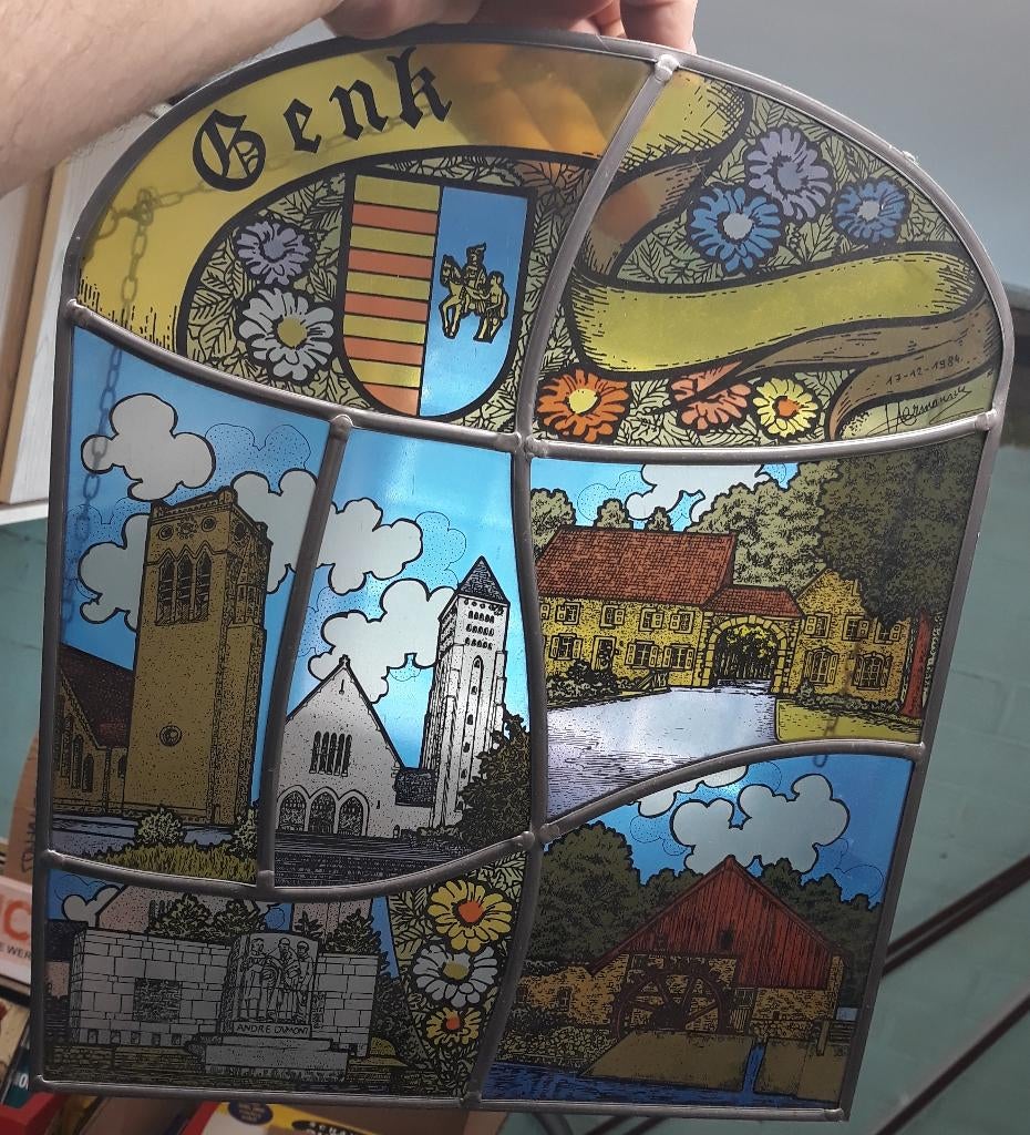 "Glas in lood" Gemeente Genk, Antiek en Kunst, Curiosa en Brocante, Ophalen of Verzenden