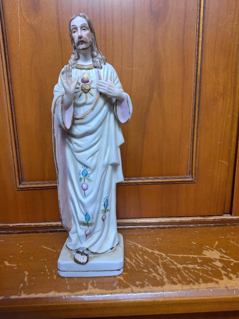Heilig Hartbeeld in Biscuit, Antiek en Kunst, Antiek | Religieuze voorwerpen, Ophalen