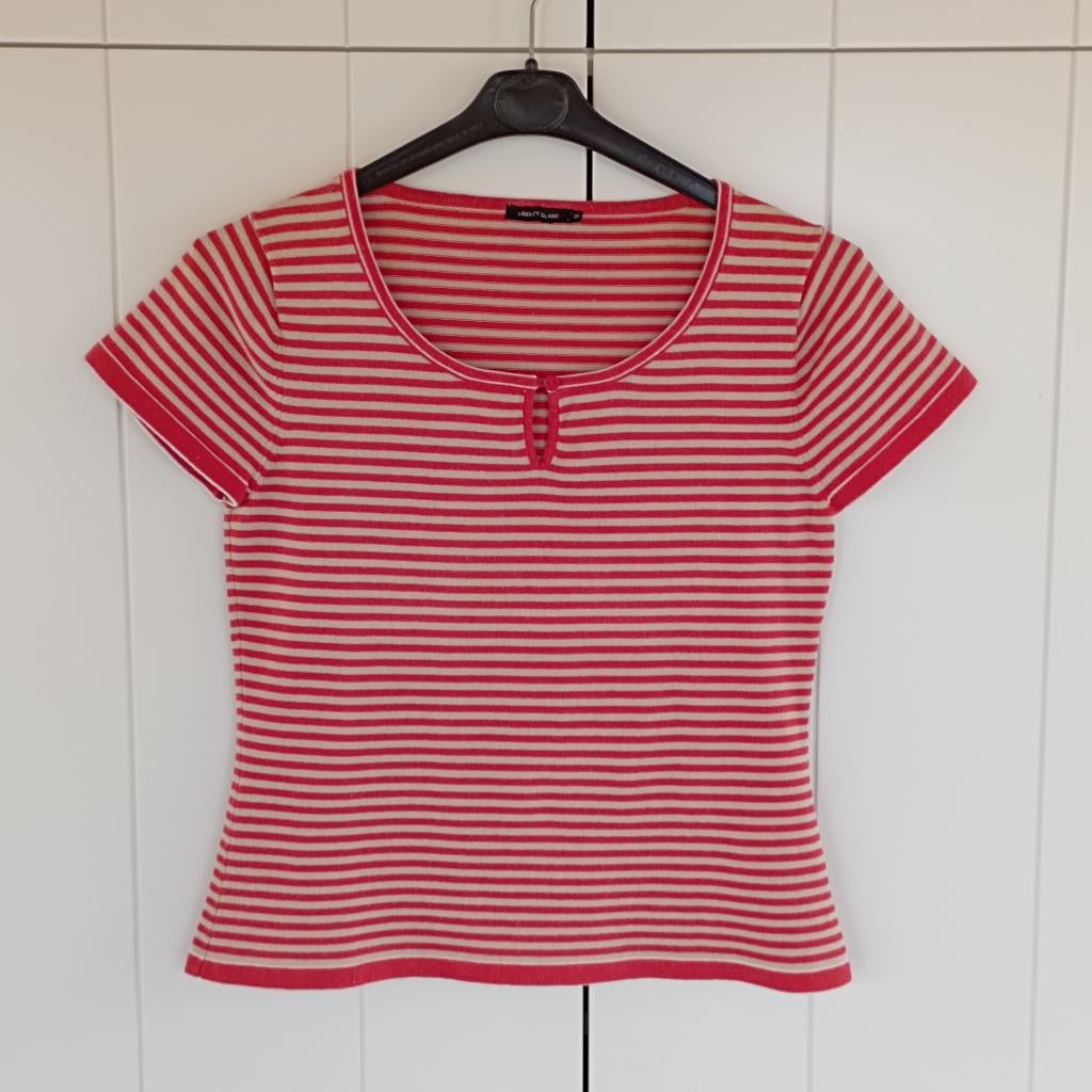 T-shirt court en maille rayée à manches courtes, Vêtements | Femmes, Rouge, Manches courtes, Taille 38/40 (M), Enlèvement ou Envoi
