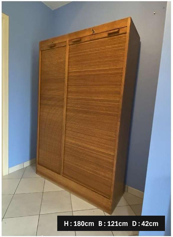 2 vintage rolluikkasten/archiefkasten, Huis en Inrichting, Kasten | Roldeurkasten en Archiefkasten, Ophalen, Gebruikt, 100 tot 150 cm