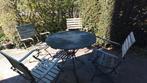 Vintage tuintafeltje en 4 stoelen, Ophalen, 4 zitplaatsen, Gebruikt, Stoel