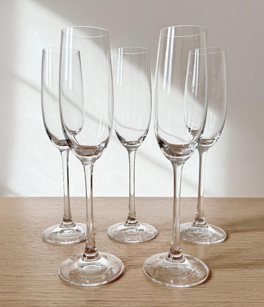 5 x Nachtmann champagneglazen in kristal / kristalglas, Antiek en Kunst, Antiek | Glaswerk en Kristal, Ophalen of Verzenden