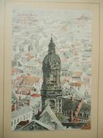 1881 Jean BAES ANTWERPEN zicht op Jesuitenkerk en Kathedraal, Ophalen of Verzenden