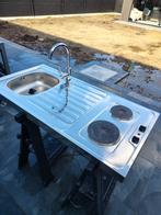 Spoelbak met kraan en 2 vuren, Bricolage & Construction, Sanitaire, Enlèvement, Comme neuf, Autres types
