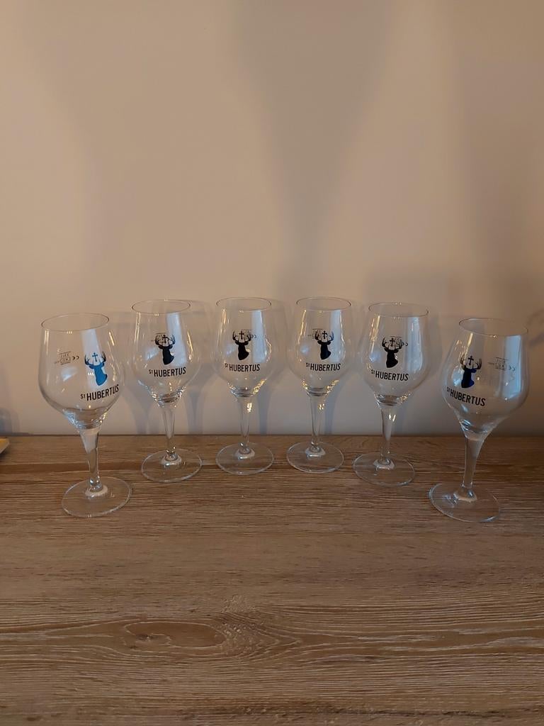 Sint Hubertus - 6 bierglazen, Ophalen, Zo goed als nieuw, Bierglas