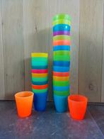 Plastiek bekers 250 ml gekleurd party camping drinkbekers, Gebruikt, Ophalen of Verzenden