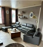 Lederen salon 1+1+3 plus poef, Huis en Inrichting, Ophalen, Zo goed als nieuw, Leer