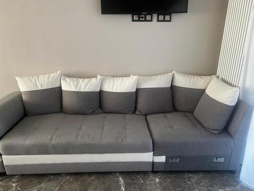 Grijs-witte zetel – stevig en comfortabel, Huis en Inrichting, Zetels | Complete zithoeken, Gebruikt, Ophalen