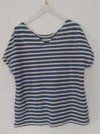 T-shirt met blauw/beige strepen;met V-hals;maat L., Blauw, Maat 42/44 (L), Ophalen of Verzenden, Zo goed als nieuw