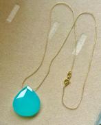 Mooi ketting 18 k goud met groot edelsteen, Handtassen en Accessoires, Kettingen, Ophalen of Verzenden, Zo goed als nieuw, Met edelsteen