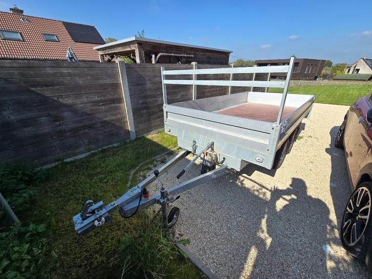 Dubbelas kipper aanhangwagen - 750kg MTM - handpomp - bj2021, Auto diversen, Aanhangers en Bagagewagens, Gebruikt, Ophalen