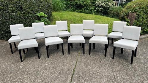 10 chaises en bois avec tissus (Dossier et Assise), Maison & Meubles, Chaises, Utilisé, Cinq, Six Chaises ou plus, Bois, Tissus