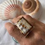 Grote gemengde metalen ring “karamel + reliëfontwerp”, Handtassen en Accessoires