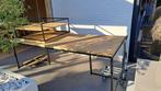 eettafel en salontafel met eiken tablet, Huis en Inrichting, Ophalen, 100 tot 150 cm, Eikenhout, 200 cm of meer