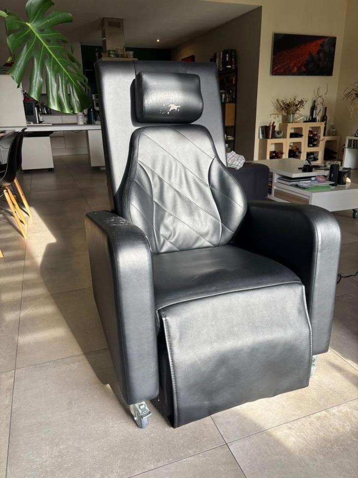 Stawett orthopedische relaxzetel (sta-op) - 2 motoren, Huis en Inrichting, Fauteuils, Gebruikt, Leer, 75 tot 100 cm, 100 tot 125 cm