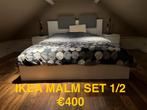 Lit SET complet IKEA Malm, Comme neuf, Blanc