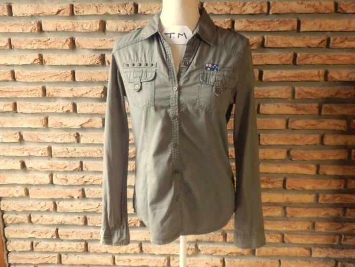 (24) -chemisier femme t.38 kaki - kaporal -, Kleding | Dames, Blouses en Tunieken, Zo goed als nieuw, Maat 38/40 (M), Groen, Ophalen of Verzenden