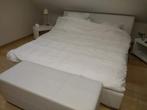 Wit lederen bed, Huis en Inrichting, Ophalen, Overige materialen, Gebruikt, Wit