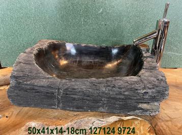 Versteend hout daarvan een wasbak of lavabo of decoratieblad beschikbaar voor biedingen