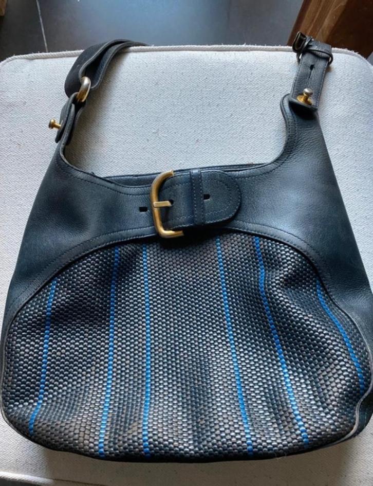 Delvaux Chardonnay Bigare, Handtassen en Accessoires, Tassen | Damestassen, Gebruikt, Handtas, Blauw, Ophalen of Verzenden