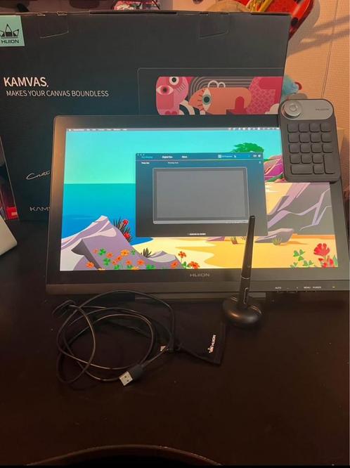 Huion Kamvas 20 + Mini Keydail KD100, Computers en Software, Monitoren, Zo goed als nieuw, HDMI, VGA, Touchscreen, Kantelbaar