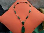 VINTAGE HALSKETTING VAN MALACHIET, Handtassen en Accessoires, Kettingen, Ophalen of Verzenden, Groen