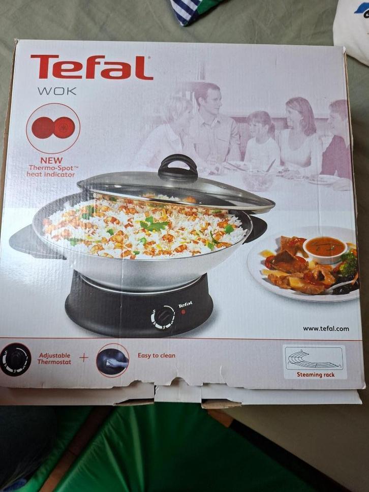 Tefal elektrische wok, Huis en Inrichting, Keuken | Potten en Pannen, Nieuw, Wok, Aluminium, Ophalen