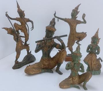 collectie 5 oude boeddha beelden brons beschikbaar voor biedingen