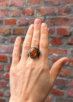 Bague en argent avec ambre, Ophalen of Verzenden, Zo goed als nieuw, Zilver, Zilver
