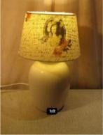 Belle lampe de table en faïence avec abat-jour rétro, 34 cm, Maison et Meubles, Enlèvement ou Envoi