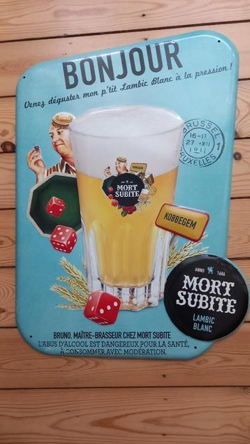 Reclameplaat voor bier en brouwerij Mort Subite (Kobbegem) beschikbaar voor biedingen