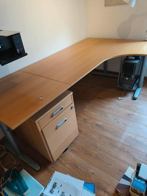 Bureau Galant, inclusief ladeblok en bureaulamp, Huis en Inrichting, Bureaus, Zo goed als nieuw, Bureau, In hoogte verstelbaar