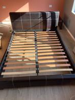 Bruin lederen bed 180cm. Enkel afhalen., Huis en Inrichting, Slaapkamer | Bedden, Ophalen, Overige materialen, Bruin, 210 cm