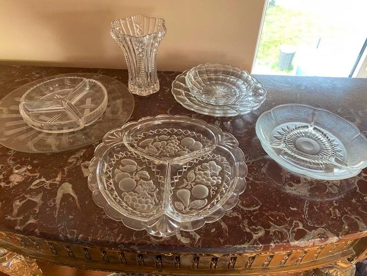Plats et vase art deco, Antiquités & Art, Antiquités | Verre & Cristal, Enlèvement